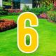 Yellow Number (6) Corrugated Plastic Yard Sign, 30in
